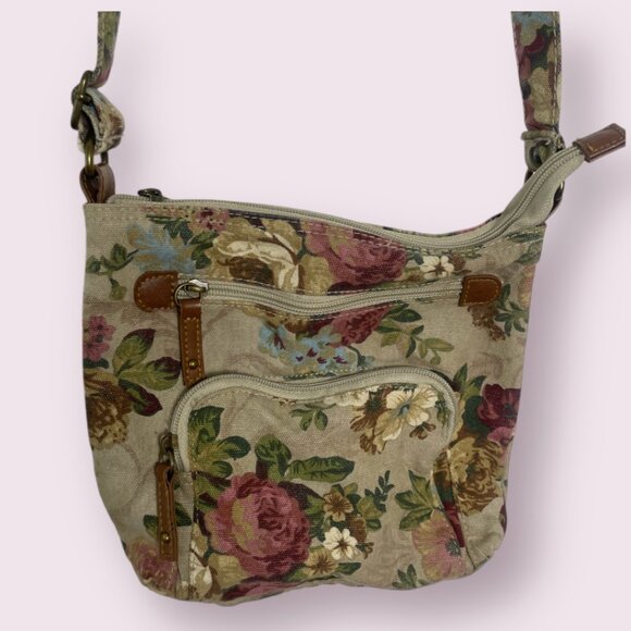 Cargo Floral Utility Crossbody Canvas Cartridge Pocket Passport Artsy Bag Purse - Picture 1 of 6